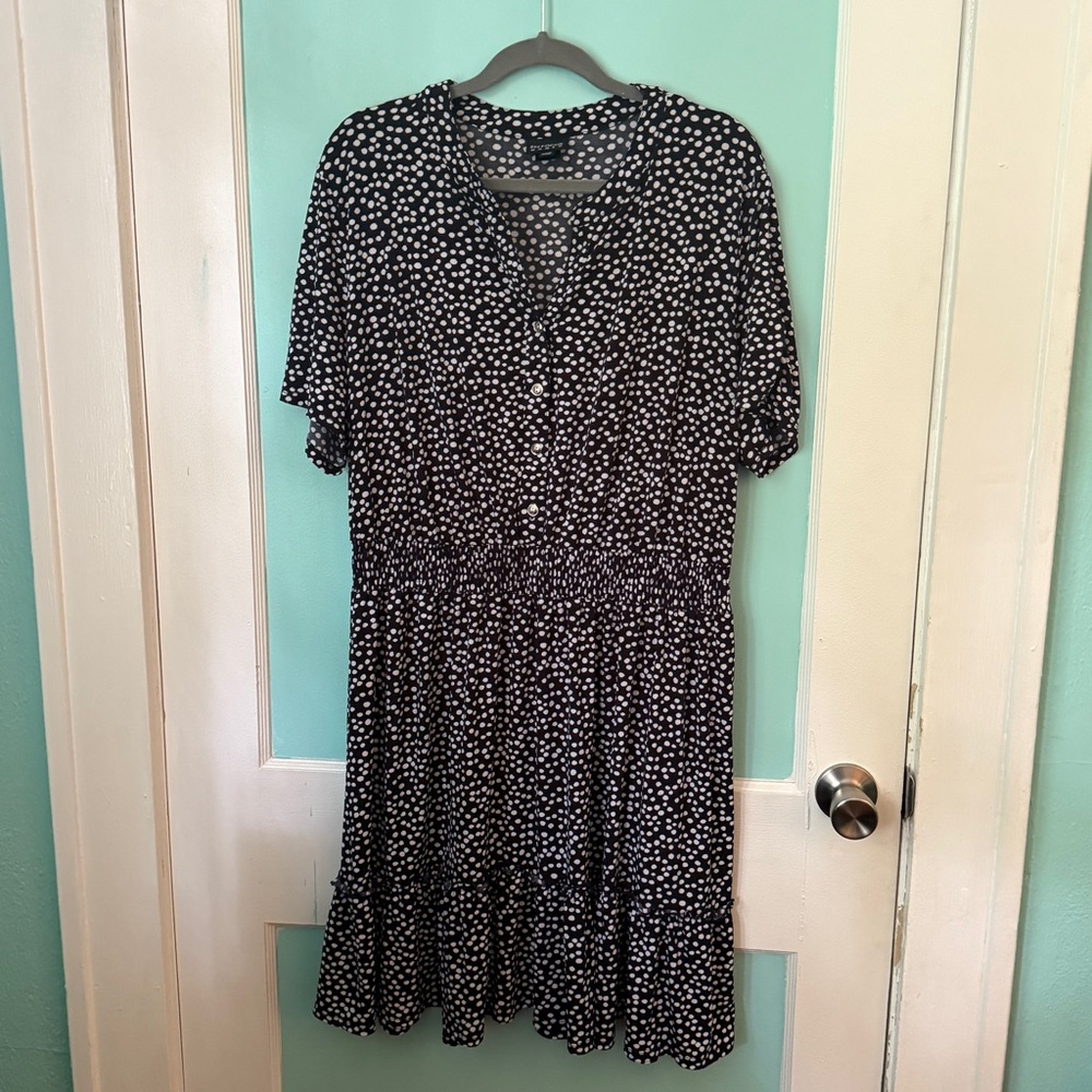 Navy and White Polka Dot Dress